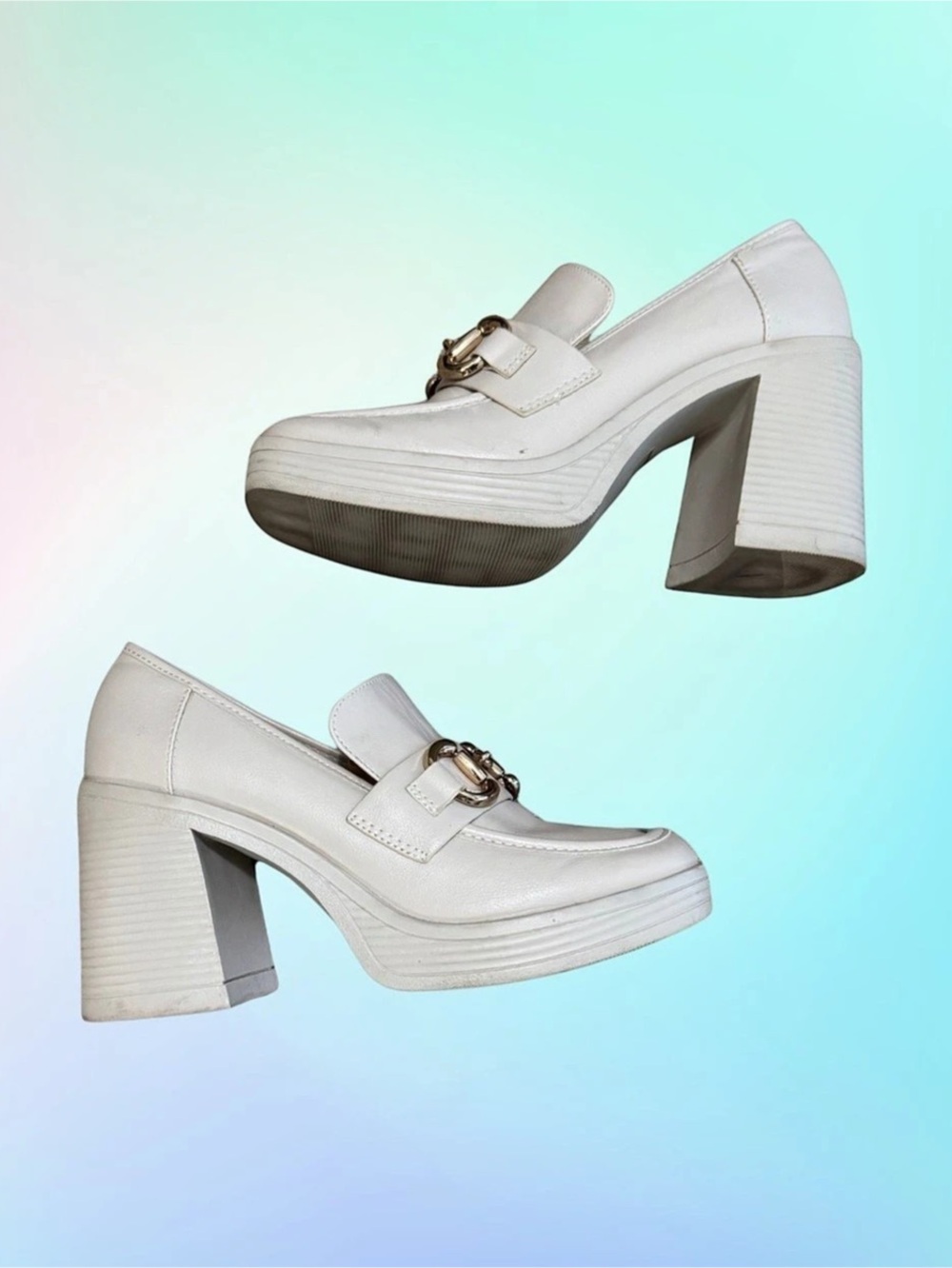 Steve Madden Fulfill Platform Loafer White Heels